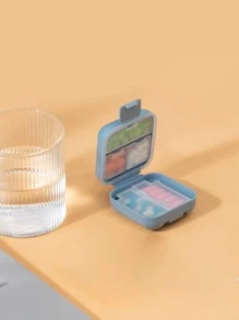 1pc Portable Multifunctional Storage Box, Silica Gel Ring With Double Seal, Partitioned Box For Medicine, Jewelry And Miscellaneous Items - Blue - View 2