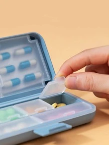 1pc Portable Multifunctional Storage Box, Silica Gel Ring With Double Seal, Partitioned Box For Medicine, Jewelry And Miscellaneous Items - Blue - View 3