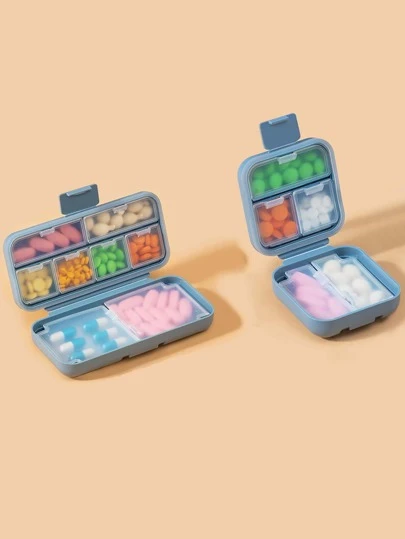 1個便攜式多功能收納盒,雙封口矽膠環,劃分式盒子,可放,珠寶和雜物
