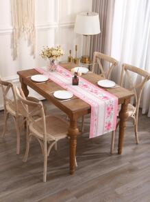 1入組花卉圖案桌巾派對用聚酯防水廚房桌巾 - 彩色 - 查看 3