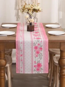1入組花卉圖案桌巾派對用聚酯防水廚房桌巾 - 彩色 - 查看 1