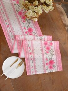 1入組花卉圖案桌巾派對用聚酯防水廚房桌巾 - 彩色 - 查看 4