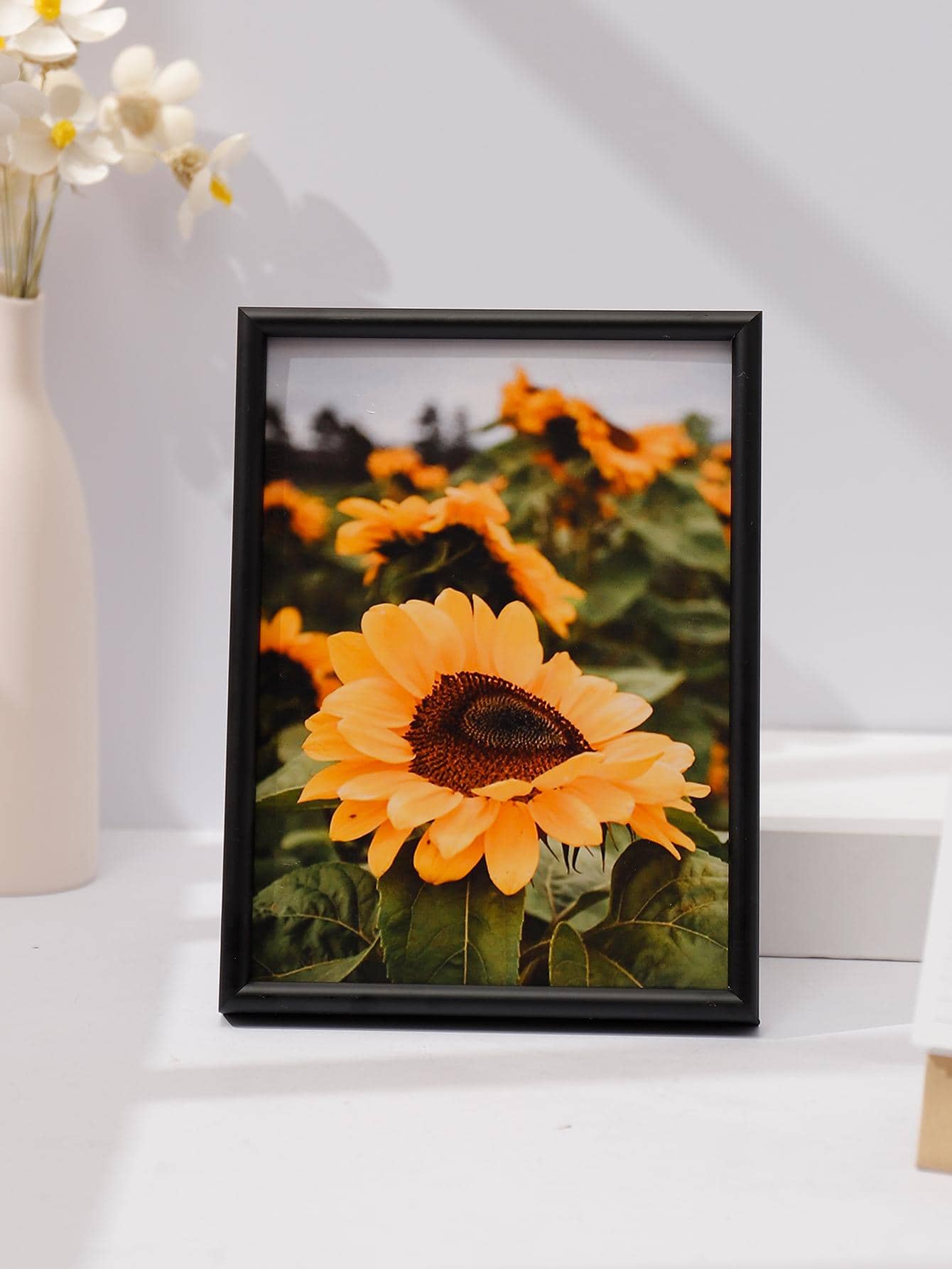 1 pieza con patrón de girasol Marco para fotos sin interno simple negro Marco para foto - Negro - Ver 1