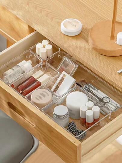 1 件 PS 化妆品收纳盒，现代透明化妆品收纳盒，适合家庭、假日海滩、浴室收纳、卧室收纳，大容量