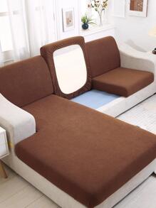 1入組素色沙發座墊套簡約絎縫設計家用防滑沙發墊套四季皆宜 - 咖啡棕 - 查看 1
