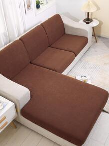 1入組素色沙發座墊套簡約絎縫設計家用防滑沙發墊套四季皆宜 - 咖啡棕 - 查看 3