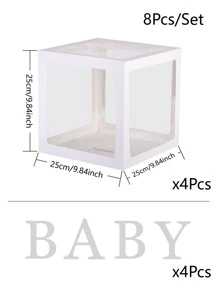 1Set Balloon Box ,Baby Boxes One Box With Letters White Clear Balloon Box Blocks For Baby Shower And Birthday Party