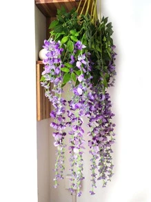 12入組人造花藤婚禮用簡易塑料懸掛假花花環 - 紫色 - 查看 7