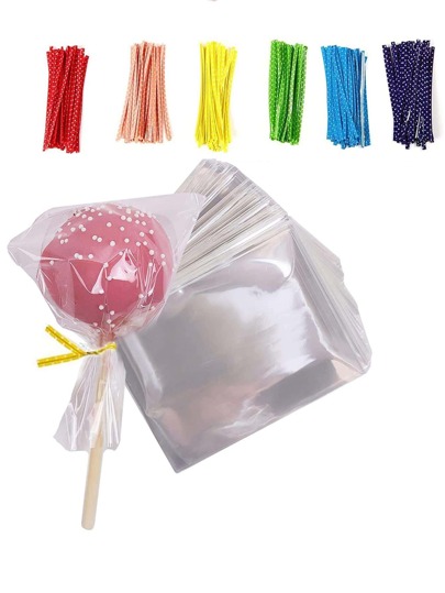 100pcs Disposable Plastic Packaging Bag,Simple Clear Portable Food Storage Bag School Supplies Food Bag Food Box Suitable For Candy Chocolate Cookies Etc.