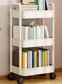 1pc Solid Color Book Storage, Simple Multi-purpose Home School Book Holder - White - View 5