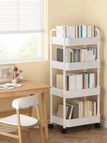 1pc Solid Color Book Storage, Simple Multi-purpose Home School Book Holder - White - View 2