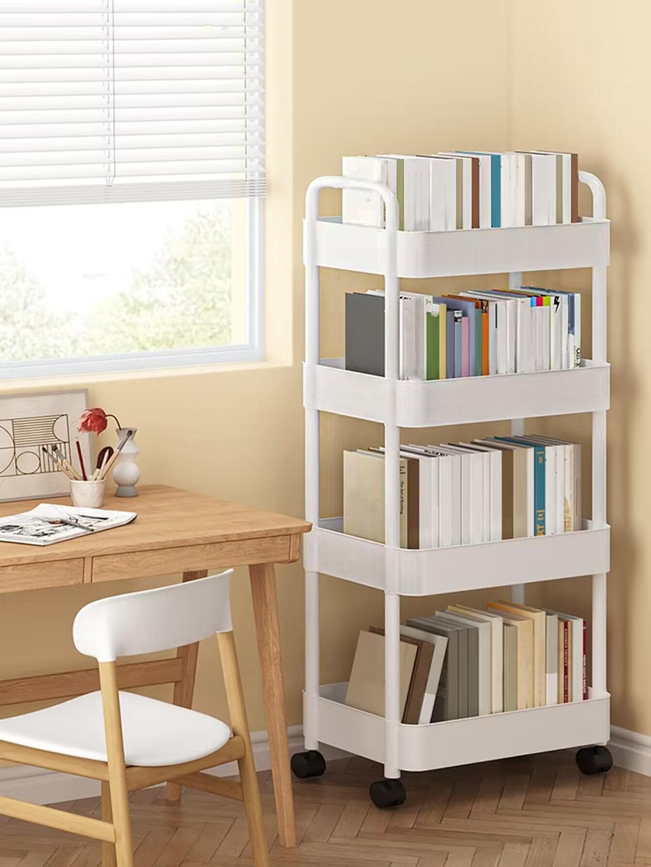 1pc Solid Color Book Storage, Simple Multi-purpose Home School Book Holder