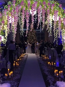 12入組人造花藤婚禮用簡易塑料懸掛假花花環 - 紫色 - 查看 5