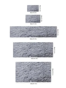 Unicolore Duveteux Tapis , Lampe Gris En Polyester En Peluche Tapis , Pour Salon , Chambre À Coucher - Gris pâle - Voir 2