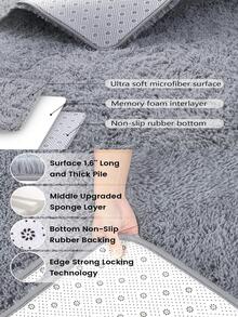 Unicolore Duveteux Tapis , Lampe Gris En Polyester En Peluche Tapis , Pour Salon , Chambre À Coucher - Gris pâle - Voir 7