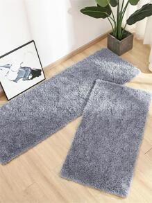 Unicolore Duveteux Tapis , Lampe Gris En Polyester En Peluche Tapis , Pour Salon , Chambre À Coucher - Gris pâle - Voir 4