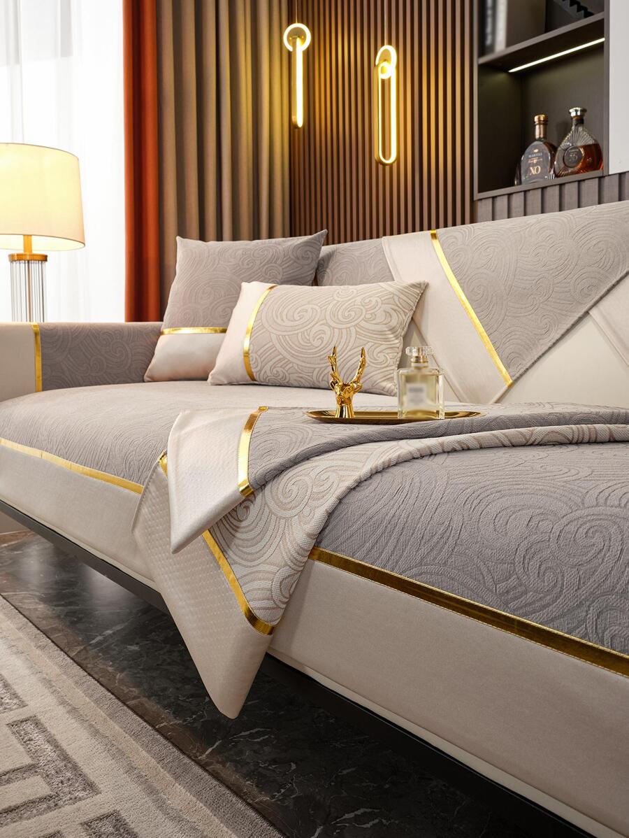 1pc Jacquard Sofa Towel - Grey - View 1