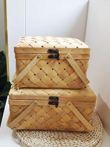 1 pieza Caja de almacenamiento madera - Caqui - Ver 1