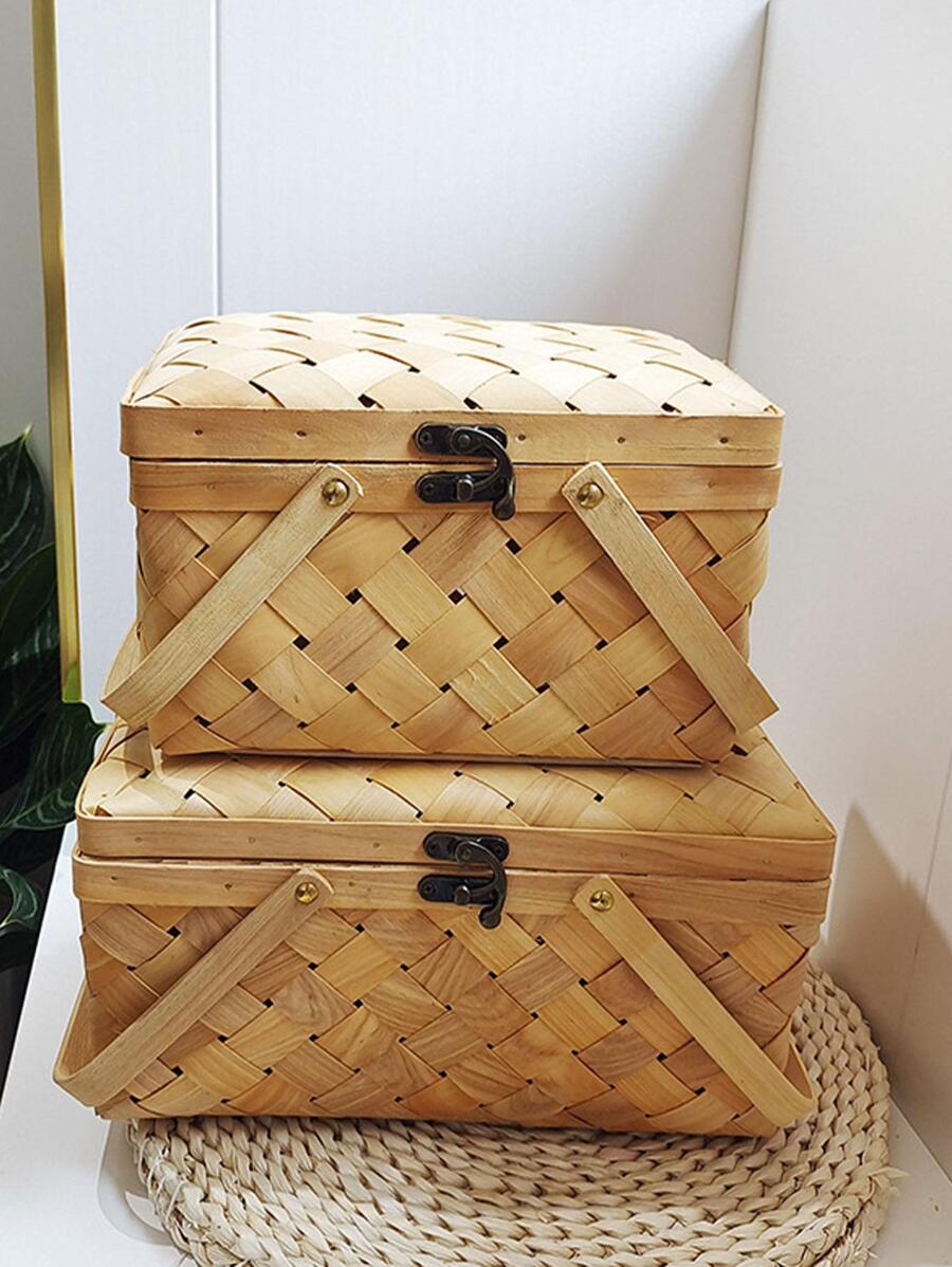 1 pieza Caja de almacenamiento madera - Caqui - Ver 1