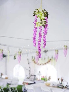 12pcs Plastic Artificial Floral Vine, Fake Flower For Wedding, Home Decor - Red Violet - View 3