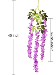 12pcs Plastic Artificial Floral Vine, Fake Flower For Wedding, Home Decor - Red Violet - View 5