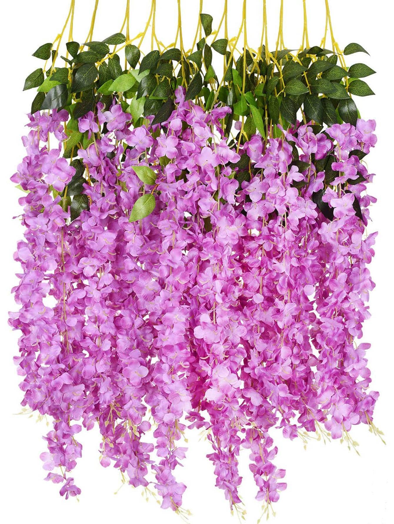 12pcs Plastic Artificial Floral Vine, Fake Flower For Wedding, Home Decor - Red Violet - View 1