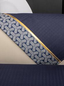 1pc Geometric Pattern Sofa Towel, Modern Polyester Anti-slip Sofa Cover Blanket For Living Room - Royal Blue - View 5