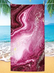 1入組液體圖案海灘織物矩形旅行沙灘巾適用於夏天