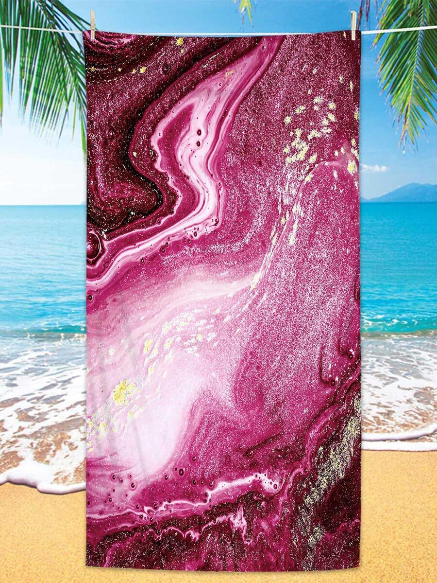 1入組液體圖案海灘織物矩形旅行沙灘巾適用於夏天