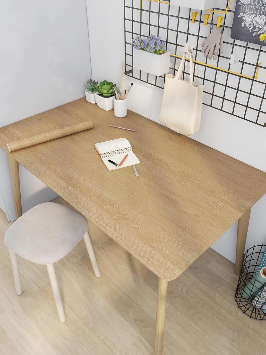 1 Giấy Dán Tường Hoa Văn Bằng Gỗ, Cuộn Keo Dán Tường PVC Hiện Đại Cho Trang Trí Nhà - Màu vàng - Xem 1