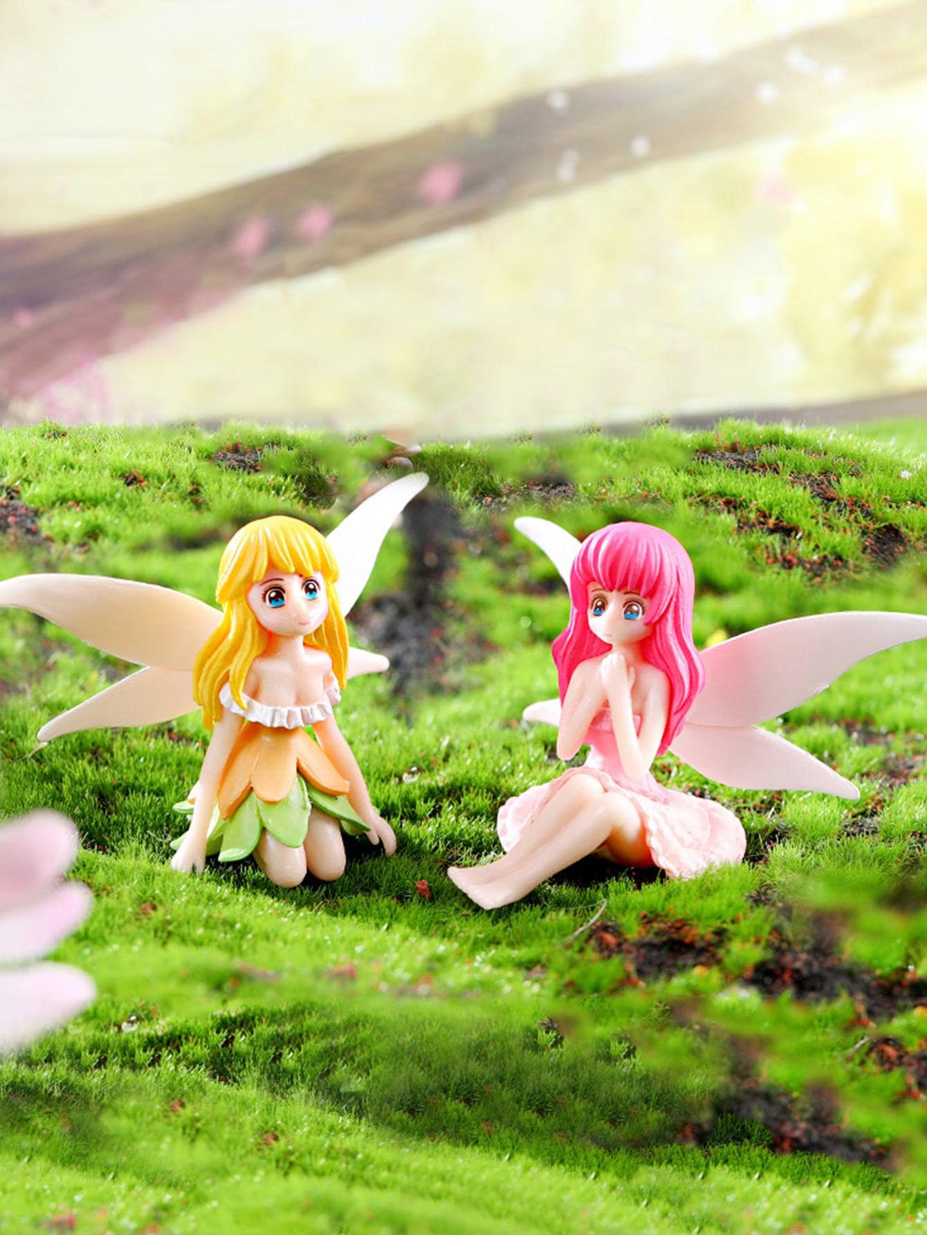 2入組塑料花園裝飾品現代人物設計花園雕像 - 粉色 - 查看 1