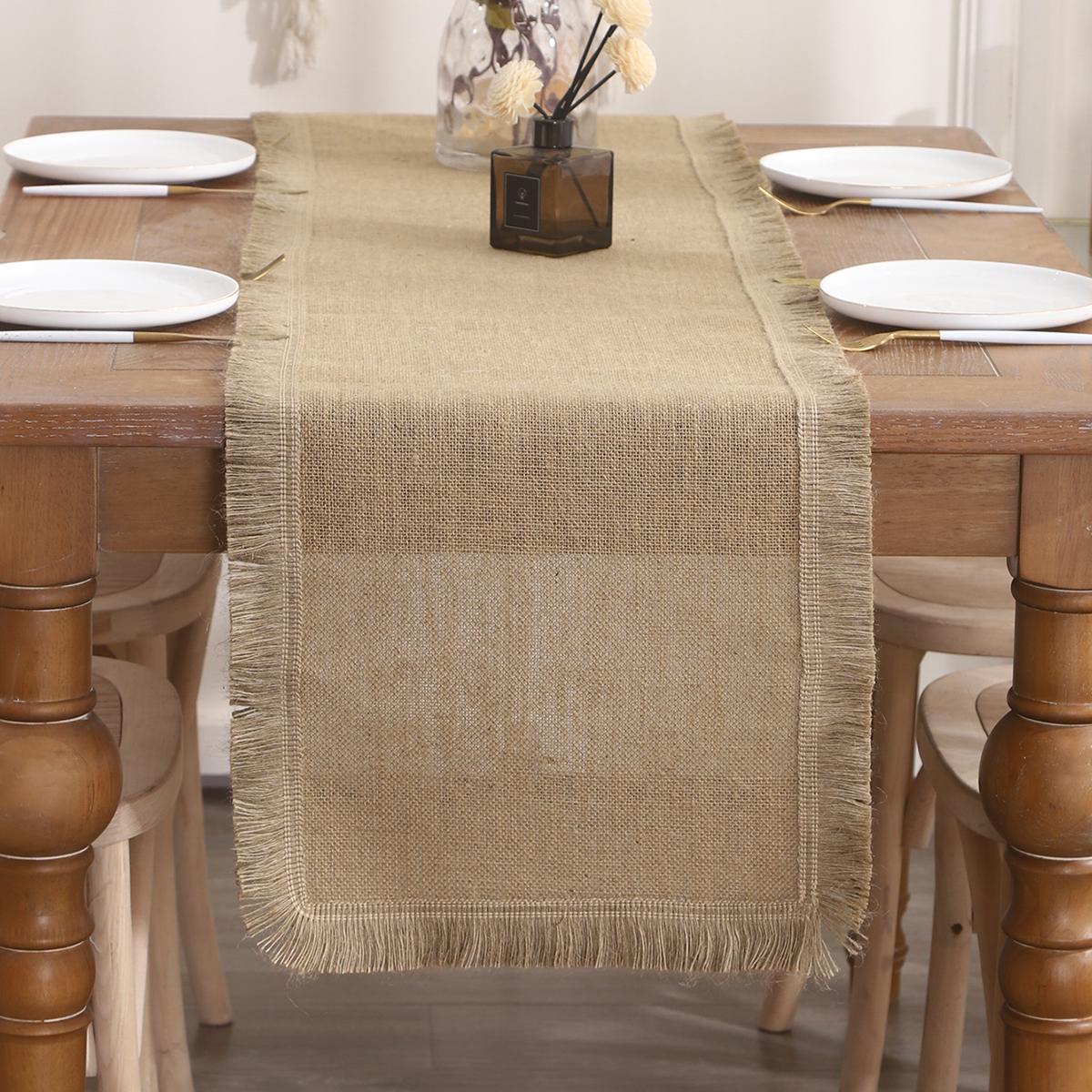 Pieza Camino de mesa de arpillera, decorativo para cocina, sala de estar, boda, fiesta, festividad