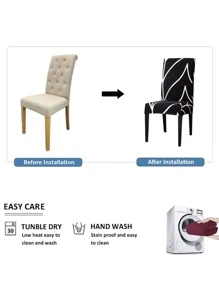 1/4/6pcs Printed Chair Cover, Modern Polyester Elastic Dining Chair Slipcover, Suitable For Living Room, Dining Room, Hotel, Banquet - Multicolor - View 6