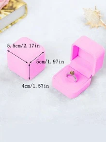 1入組法蘭絨戒指盒,耳環吊墜首飾盒,戒指耳環禮品盒,首飾展示,適用於情人節求婚,婚禮,粉色