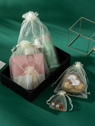 10 件/套涤纶礼品袋，简约纯色抽绳袋，适合派对