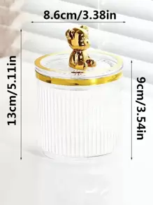 1 件塑料化妆品收纳盒，可爱卡通熊装饰化妆品收纳盒，适用于家庭、假日海滩、浴室收纳、卧室收纳，大容量 - 無色 - View 2