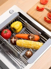 1 pieza de acero inoxidable Rejilla de drenaje , moderno plata ajustable Cuchillería Escurridor para cocina - Albaricoque - Ver 5