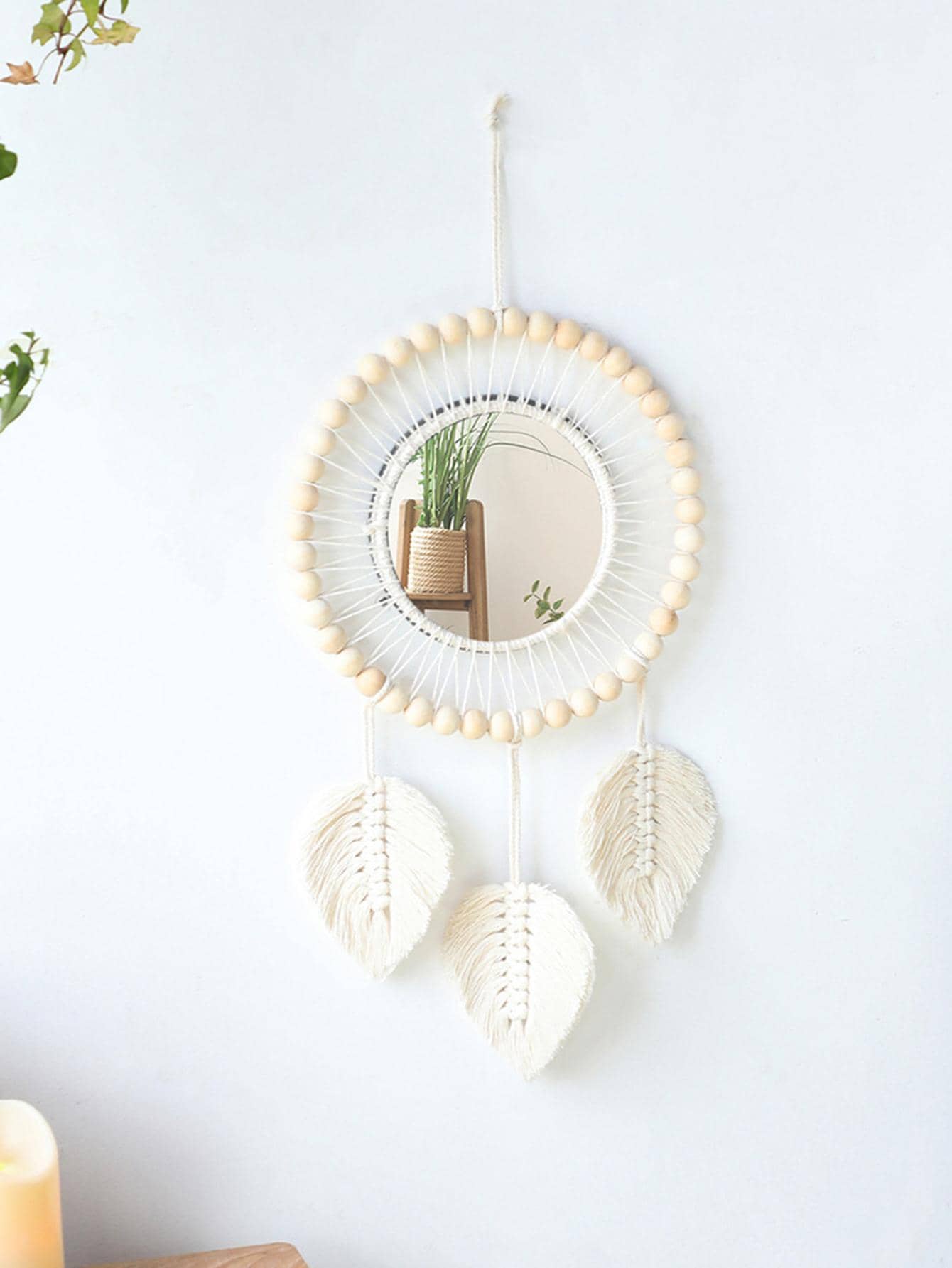 1入組珠子裝飾編織壁掛 - 米色 - 查看 1