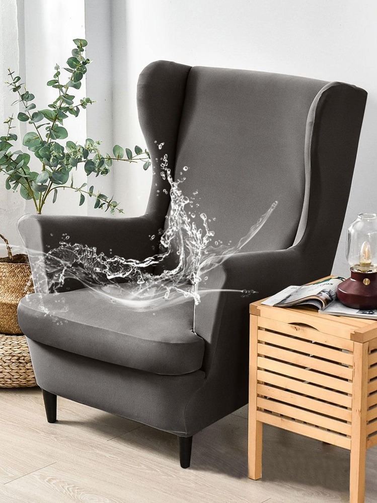 1pc Solid Color Black Wing Chair Slipcover Minimalist Polyester Wingback Chair Sofa Slipcover For Home SHEIN USA