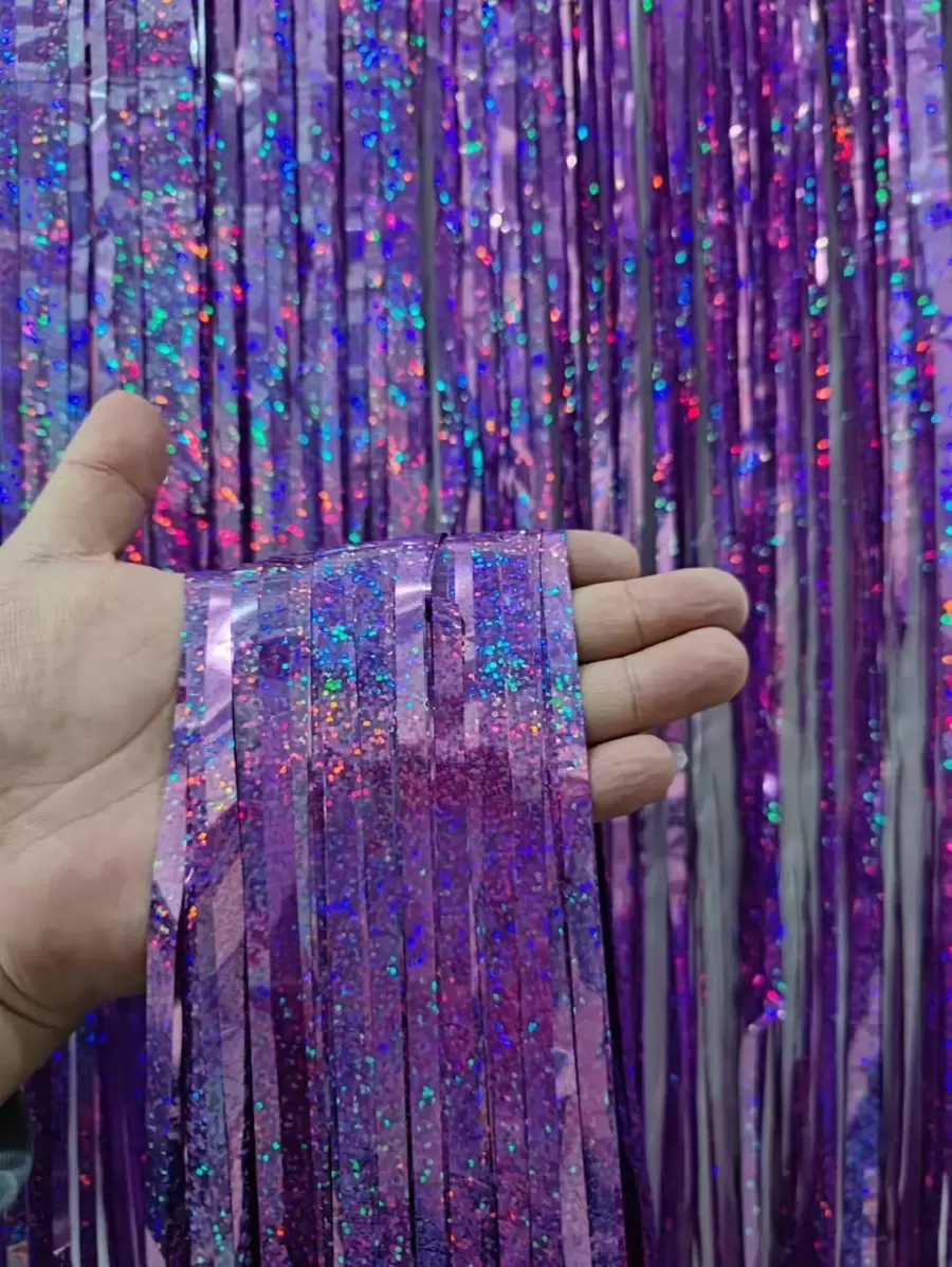 1pc Plastic PET Raindrops Waterfall Curtain For Party Background Decor - Purple - View 1