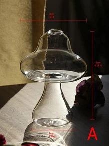 1pc Glass Flower Vase, Cute Clear Mushroom Design Vase For Home Decor Desktop Hydroponic Flower Vase,Home Decor,Flower Vase,Centerpiece,Table Decor - Clear - View 5