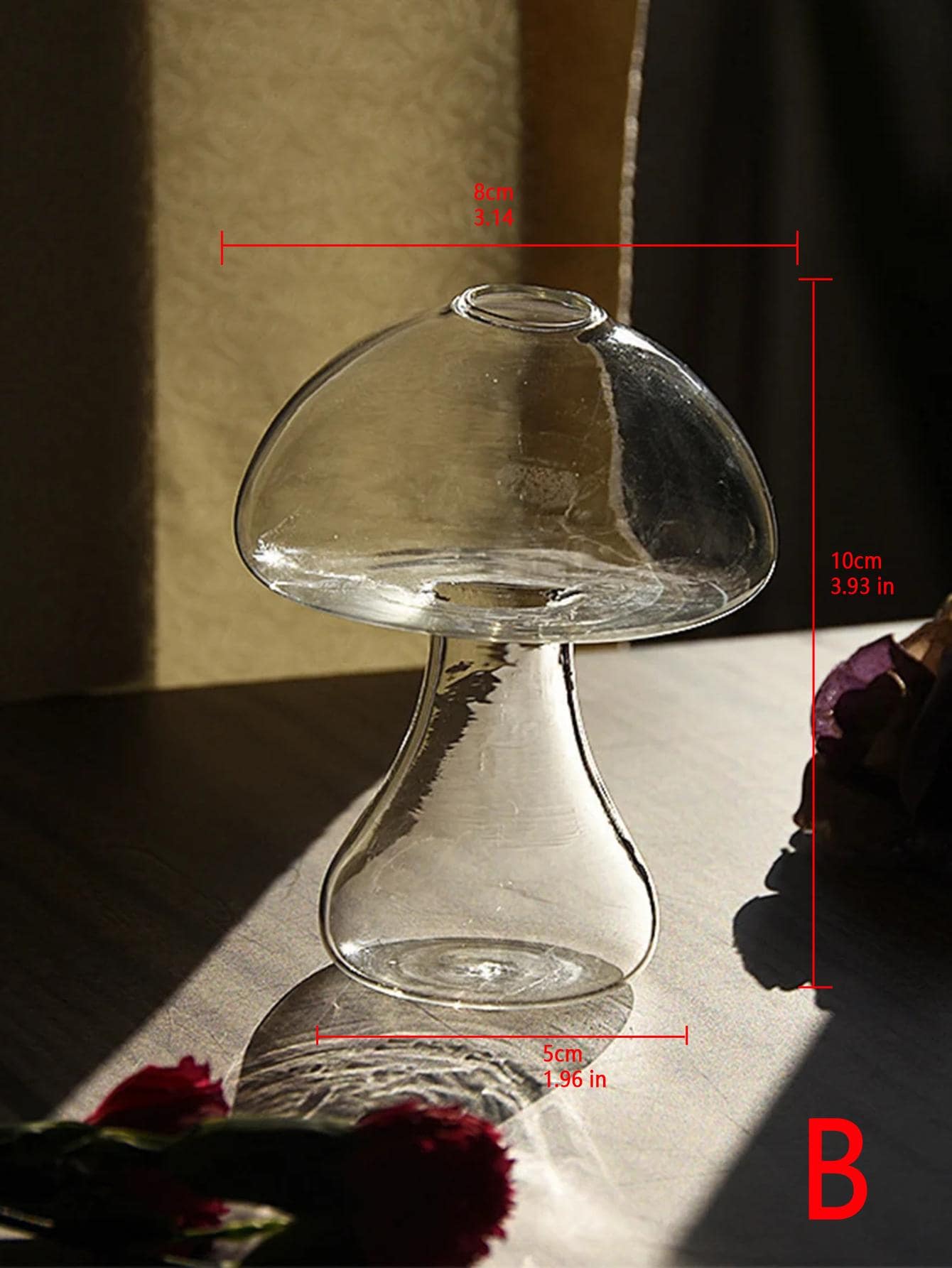 1pc Glass Flower Vase, Cute Clear Mushroom Design Vase For Home Decor