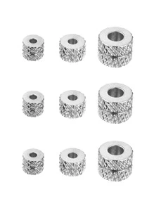 Stainless Steel Linear Textured Flat Spacers 20pcs 4/5/6/8 Beads Spacer Beads Bracelet DIY Jewellery Accessories Spacer Beads - Silver - View 2