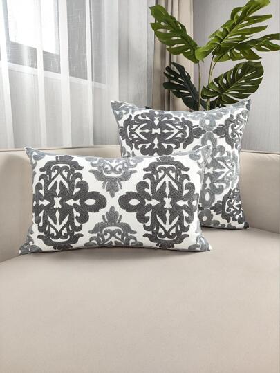 1入組卷軸刺繡靠墊套不附帶墊芯