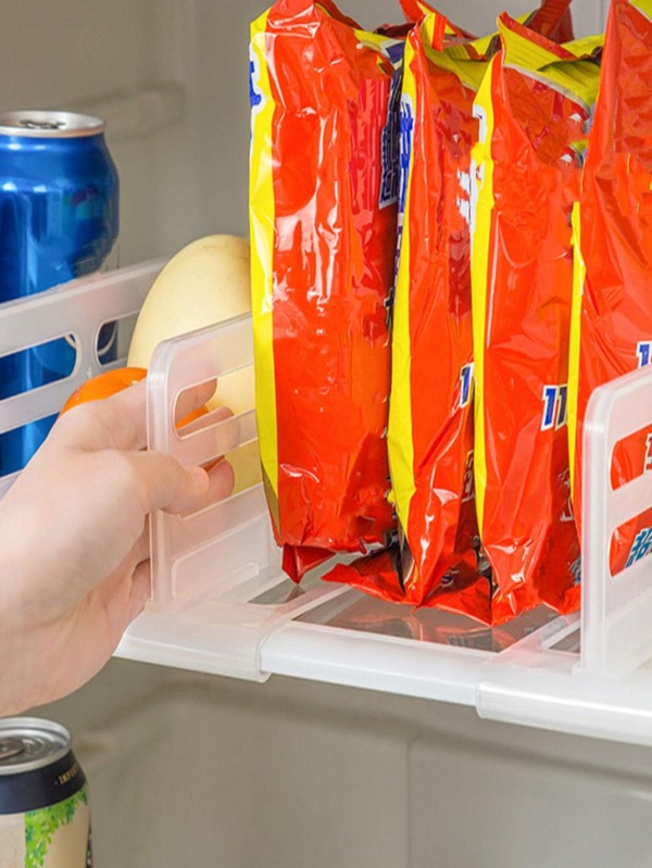 1pc Refrigerator Storage Partition Board, Retractable Plastic Divider