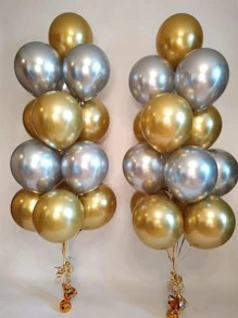 20 piezas/set Globo decorativo 10 pulgadas látex de color metálico para fiesta - Plateado - Ver 3