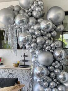 20 piezas/set Globo decorativo 10 pulgadas látex de color metálico para fiesta - Plateado - Ver 2