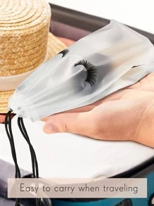 4 Cái/bộ Túi Nhựa Bảo Quản, Lông Mi In Dây Rút Đa Năng Túi Đựng Mỹ Phẩm Du Lịch - trắng - Xem 2