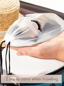 4 Cái/bộ Túi Nhựa Bảo Quản, Lông Mi In Dây Rút Đa Năng Túi Đựng Mỹ Phẩm Du Lịch - trắng - Xem 5