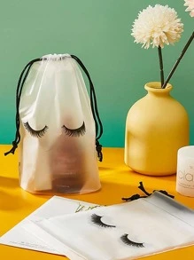 4 Cái/bộ Túi Nhựa Bảo Quản, Lông Mi In Dây Rút Đa Năng Túi Đựng Mỹ Phẩm Du Lịch - trắng - Xem 1